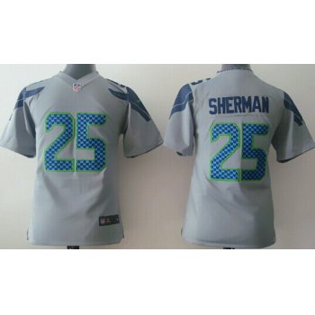 Nike Seattle Seahawks #25 Richard Sherman Gray Game Kids Jersey
