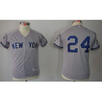 New York Yankees #24 Robinson Cano Gray Kids Jersey