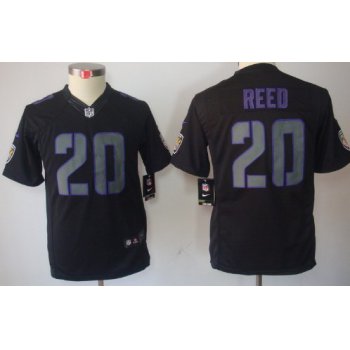 Nike Baltimore Ravens #20 Ed Reed Black Impact Limited Kids Jersey