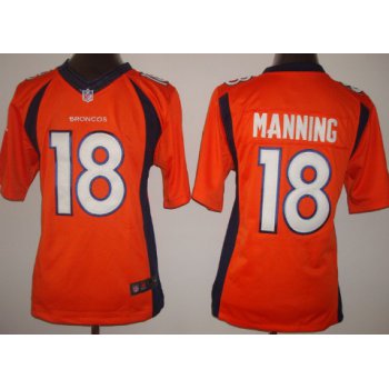 Nike Denver Broncos #18 Peyton Manning 2013 Orange Limited Kids Jersey
