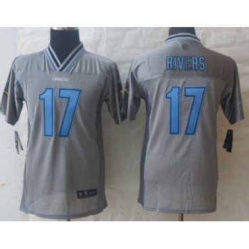 Nike San Diego Chargers #17 Philip Rivers 2013 Gray Vapor Kids Jersey