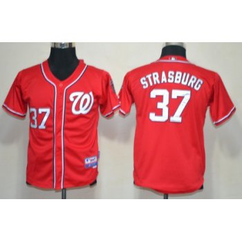 Washington Nationals #37 Stephen Strasburg Red Kids Jersey