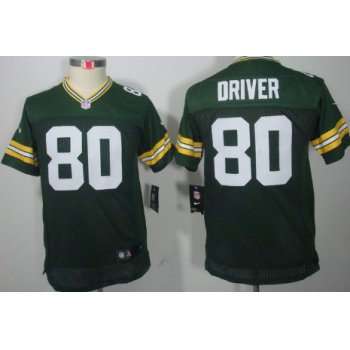 Nike Green Bay Packers #80 Donald Driver Green Limited Kids Jersey