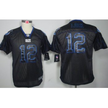 Nike Indianapolis Colts #12 Andrew Luck Lights Out Black Kids Jersey