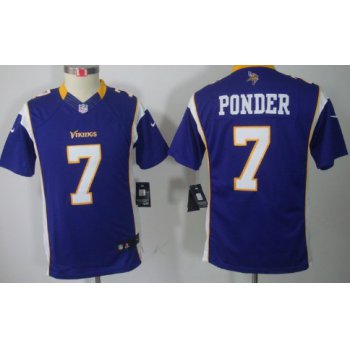 Nike Minnesota Vikings #7 Christian Ponder Purple Limited Kids Jersey