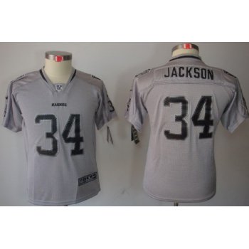 Nike Oakland Raiders #34 Bo Jackson Lights Out Gray Kids Jersey