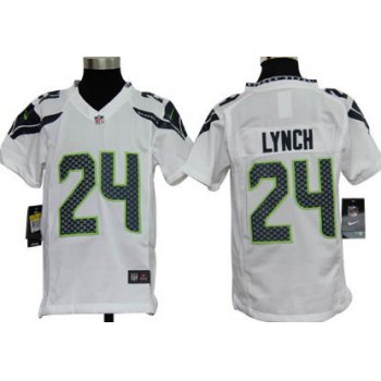 Nike Seattle Seahawks #24 Marshawn Lynch White Game Kids Jersey