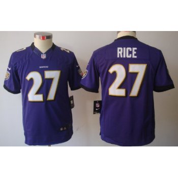 Nike Baltimore Ravens #27 Ray Rice Purple Limited Kids Jersey