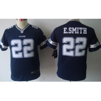 Nike Dallas Cowboys #22 Emmitt Smith Blue Limited Kids Jersey