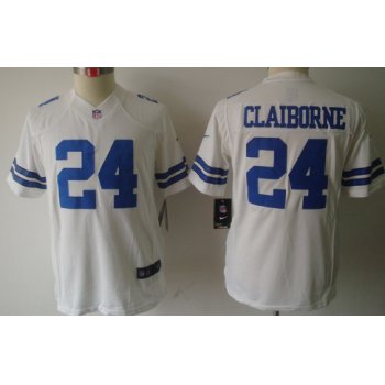 Nike Dallas Cowboys #24 Morris Claiborne White Limited Kids Jersey