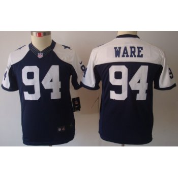 Nike Dallas Cowboys #94 DeMarcus Ware Blue Thanksgiving Limited Kids Jersey