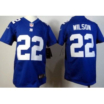 Nike New York Giants #22 David Wilson Blue Game Kids Jersey