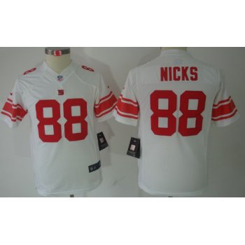Nike New York Giants #88 Hakeem Nicks White Limited Kids Jersey