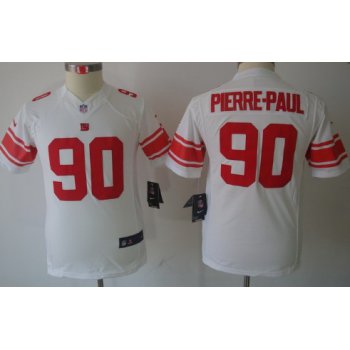 Nike New York Giants #90 Jason Pierre-Paul White Limited Kids Jersey