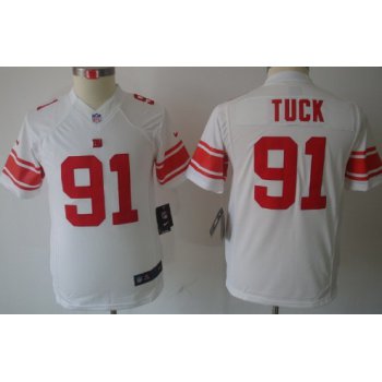 Nike New York Giants #91 Justin Tuck White Limited Kids Jersey