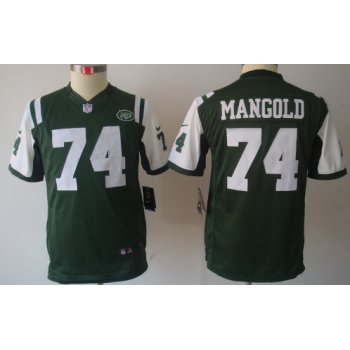 Nike New York Jets #74 Nick Mangold Green Limited Kids Jersey