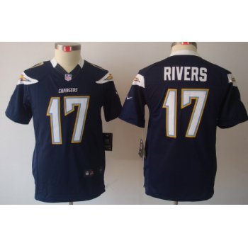 Nike San Diego Chargers #17 Philip Rivers Navy Blue Limited Kids Jersey