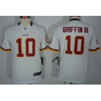 Nike Washington Redskins #10 Robert Griffin III White Limited Kids Jersey
