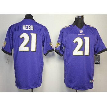 Nike Baltimore Ravens #21 Lardarius Webb Purple Game Kids Jersey