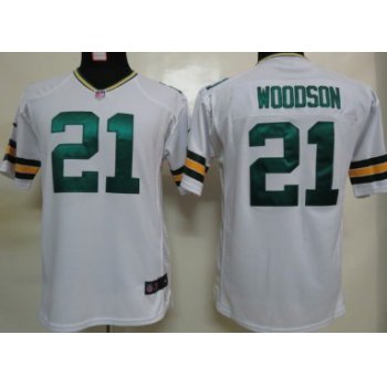 Nike Green Bay Packers #21 Charles Woodson White Game Kids Jersey