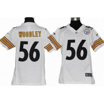 Nike Pittsburgh Steelers #56 LaMarr Woodley White Game Kids Jersey