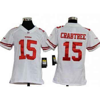 Nike San Francisco 49ers #15 Michael Crabtree White Game Kids Jersey