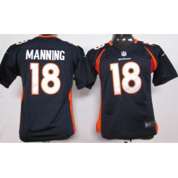 Nike Denver Broncos #18 Peyton Manning Blue Game Kids Jersey