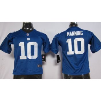 Nike New York Giants #10 Eli Manning Blue Game Kids Jersey