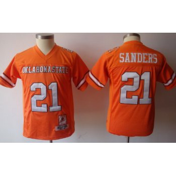 Oklahoma State Cowboys #21 Barry Sanders Orange Throwback Kids Jersey