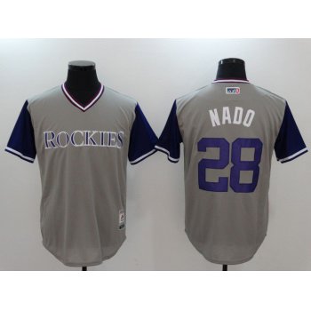 Men Colorado Rockies 28 Nado Gray Game Legend Edition MLB Jersey