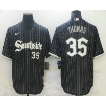 Men's Chicago White Sox #35 Frank Thomas Black With Small Number 2021 City Connect Stitched MLB Cool Base Nike Jersey