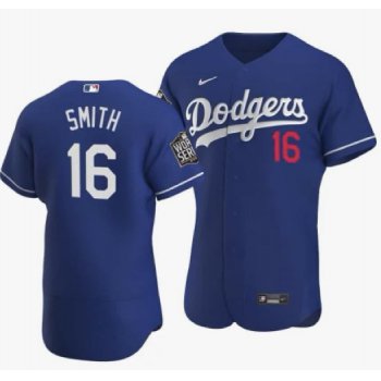 Men's Los Angeles Dodgers #16 Will Smith Blue 2020 World Series Authentic Flex Nike Jersey