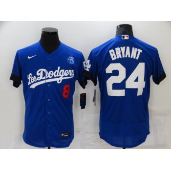 Men's Los Angeles Dodgers #8 #24 Kobe Bryant Blue 2021 City Connect Flex Base Stitched Jersey