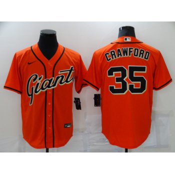 Men's San Francisco Giants #35 Brandon Crawford Orange Stitched MLB Cool Base Nike Jersey