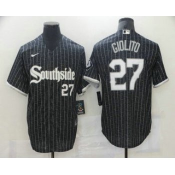 Men's Chicago White Sox #27 Lucas Giolito Black With Small Number 2021 City Connect Stitched MLB Cool Base Nike Jersey