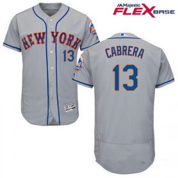 Men's New York Mets #13 Asdrubal Cabrera Gray Road Stitched MLB Majestic Flex Base Jersey