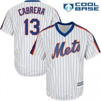 Men's New York Mets #13 Asdrubal Cabrera White Pullover Stitched MLB Majestic Cool Base Jersey