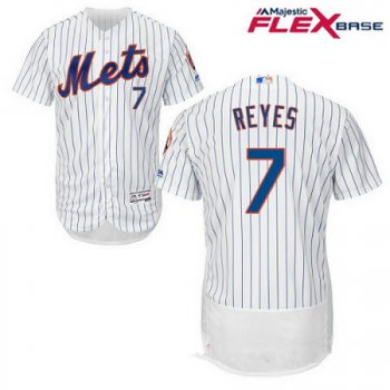 Men's New York Mets #7 Jose Reyes White Home Stitched MLB Majestic Flex Base Jersey