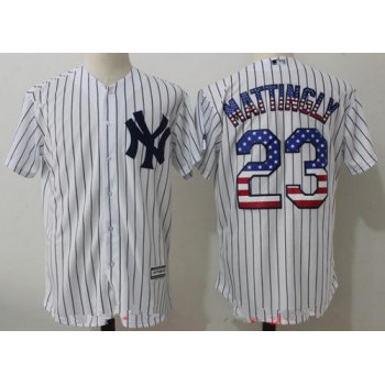 Men's New York Yankees #23 Don Mattingly White USA Flag Fashion Stitched MLB Majestic Cool Base Jersey