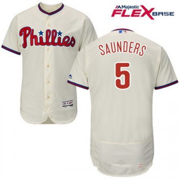 Men's Philadelphia Phillies #5 Michael Saunders Cream Alternate Stitched MLB Majestic Flex Base Jersey