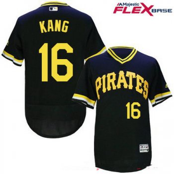Men's Pittsburgh Pirates #16 Jung-ho Kang Black Pullover Stitched MLB Majestic Flex Base Jersey