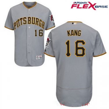 Men's Pittsburgh Pirates #16 Jung-ho Kang Gray Road Stitched MLB Majestic Flex Base Jersey