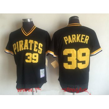 Men's Pittsburgh Pirates #39 Dave Parker Black Mesh Batting Practice Throwback Jersey By Mitchell & Ness
