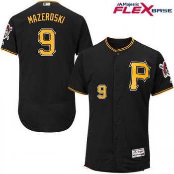 Men's Pittsburgh Pirates #9 Bill Mazeroski Black Alternate Stitched MLB Majestic Flex Base Jersey