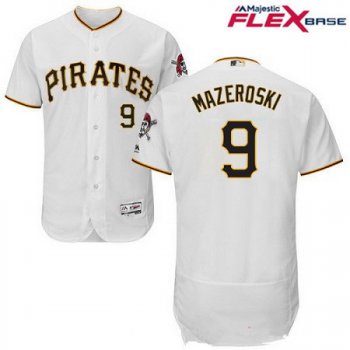 Men's Pittsburgh Pirates #9 Bill Mazeroski White Home Stitched MLB Majestic Flex Base Jersey