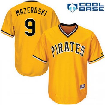Men's Pittsburgh Pirates #9 Bill Mazeroski Yellow Pullover Stitched MLB Majestic Cool Base Jersey
