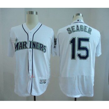 Men's Seattle Mariners #15 Kyle Seager White Home Stitched MLB Majestic Flex Base Jersey