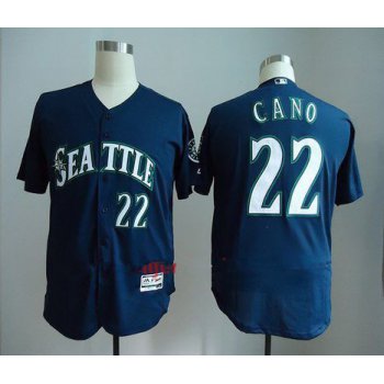 Men's Seattle Mariners #22 Robinson Cano Navy Blue Stitched MLB Majestic Flex Base Jersey