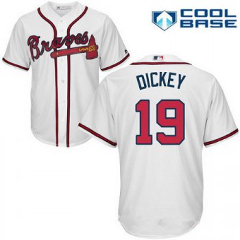 Men's Atlanta Braves #19 R.A. Dickey White Home Stitched MLB Majestic Cool Base Jersey