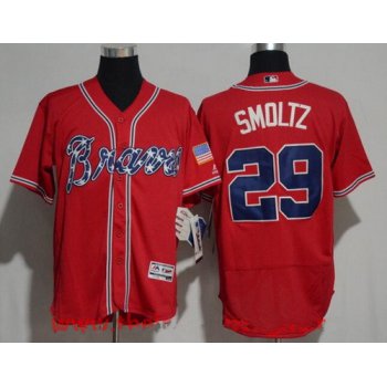 Men's Atlanta Braves #29 John Smoltz Retired Red Stitched MLB Majestic Flex Base Jersey